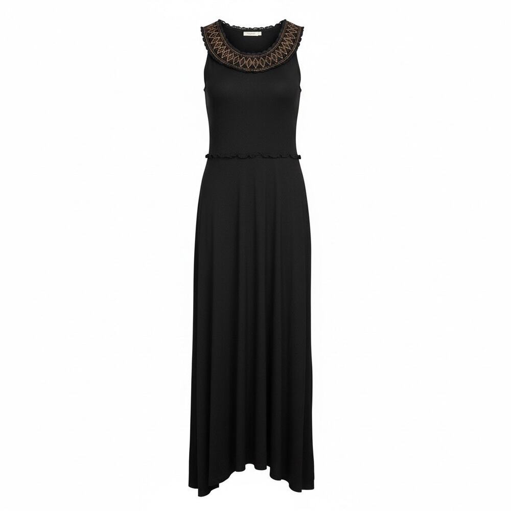 Spense Black Maxi Black Dress Size Medium Embroidered